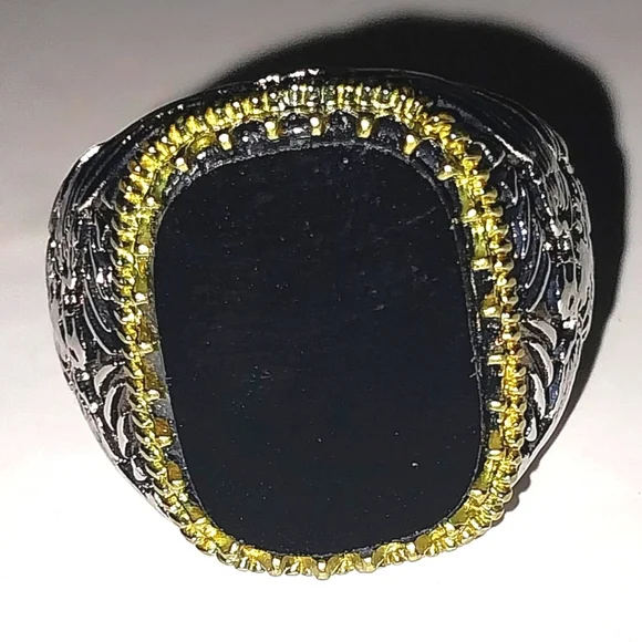 Retro Silver Gold and Black Men's Ring Sz 12 - Picture 9 of 9